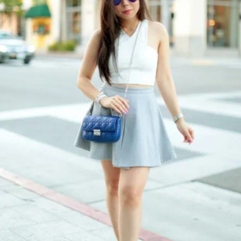 Urban‎ Coco Womens Pleated Skater Skirt Gray Med Pull On Casual Flowy Stretch